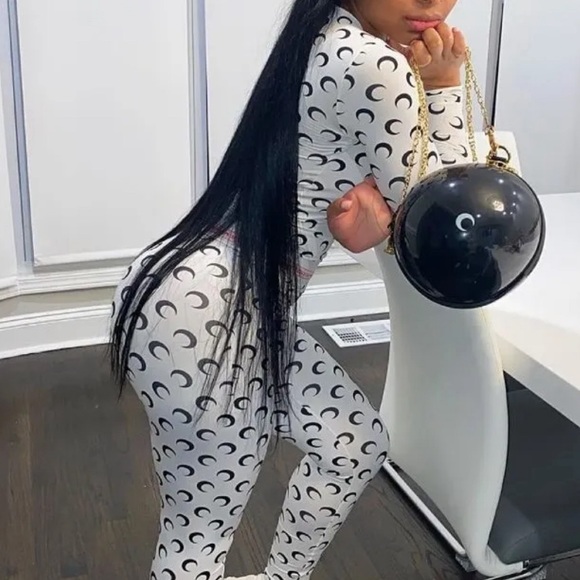 Marine Serre Tops - BLACK AND WHITE MARINE SERRE ALL OVER MOON PRINT LONG SLEEVE TOP SIZE SMALL